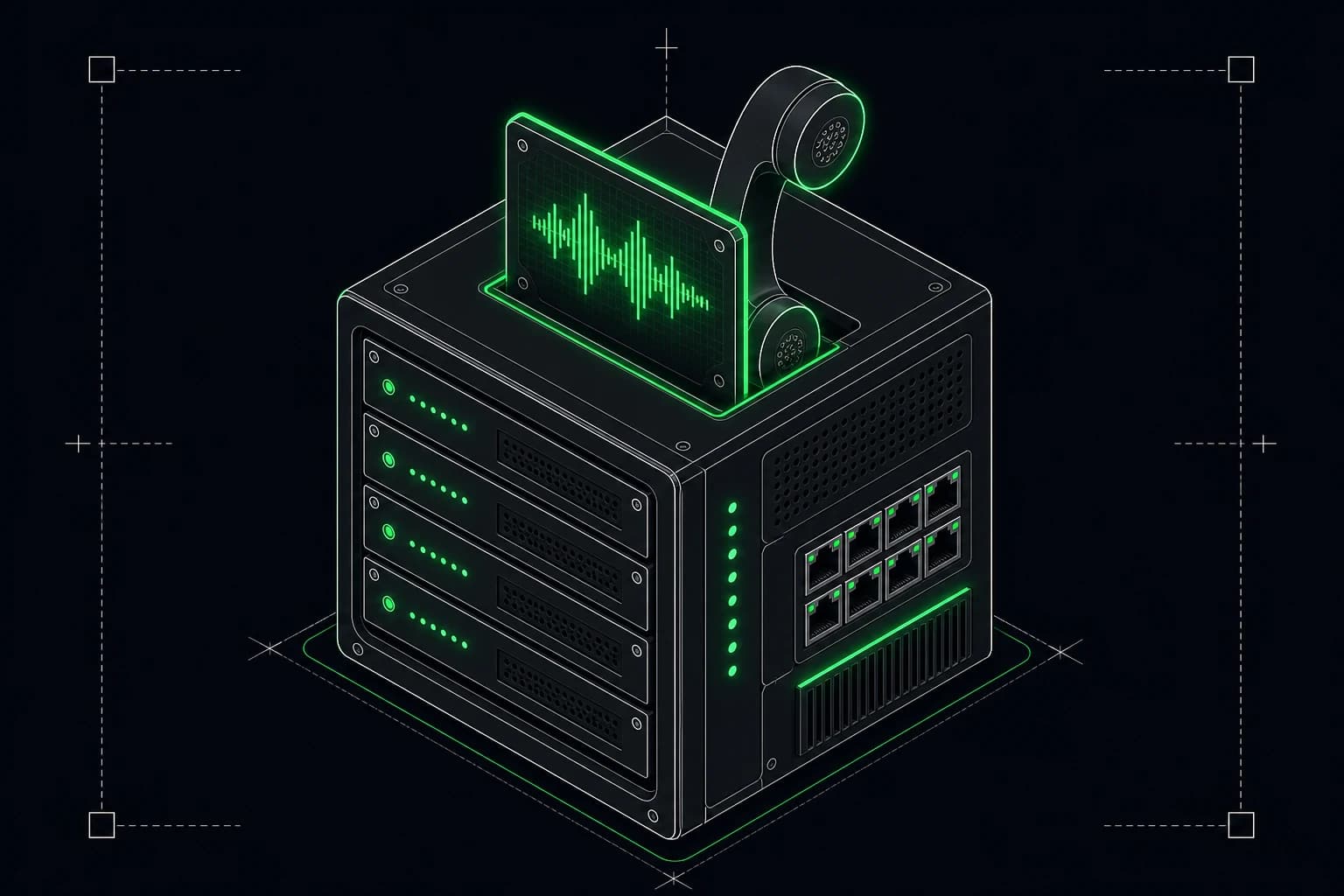 PBX-Native Telephony — isometric illustration